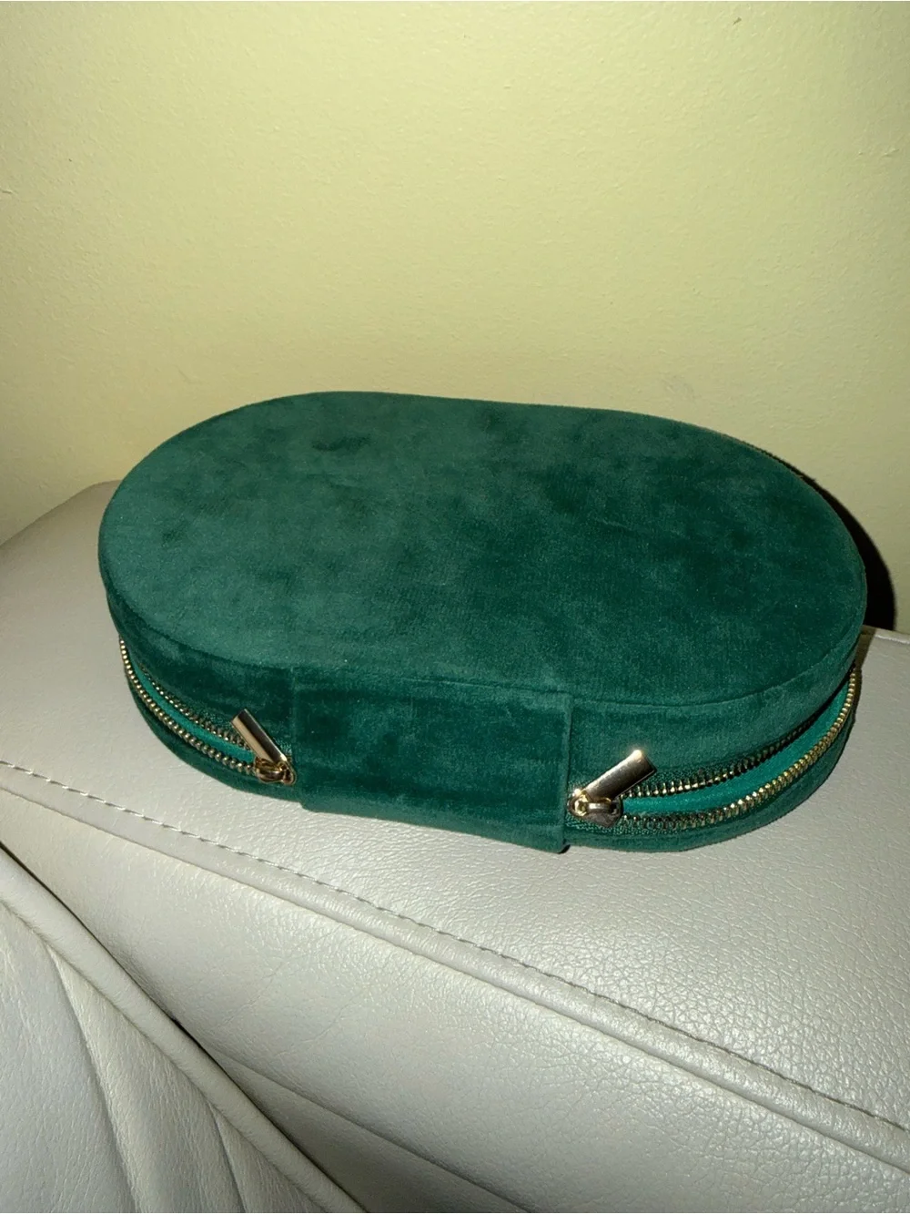 Green faux Suede Travel Jewelry Box